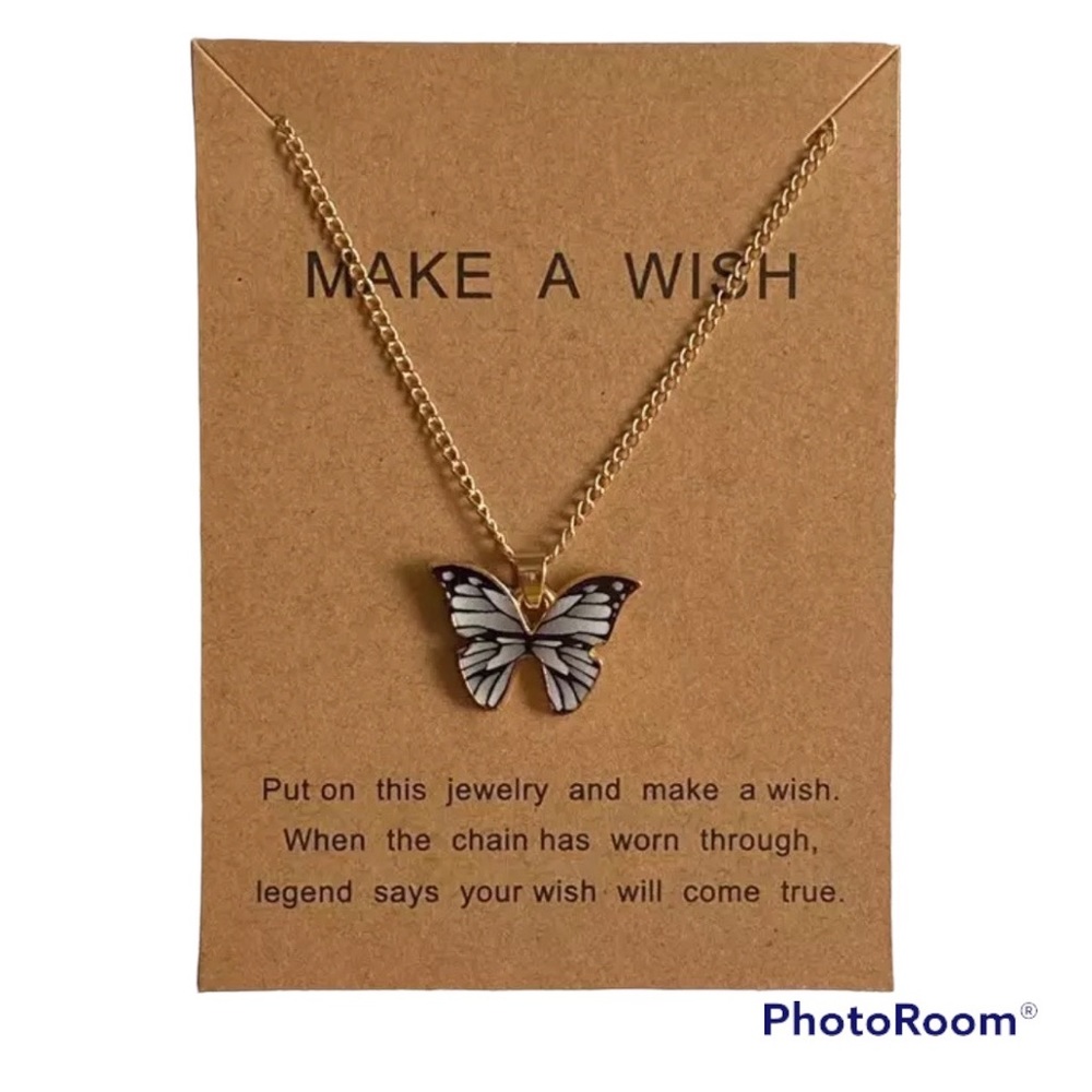 Make a Wish White Butterfly Necklace